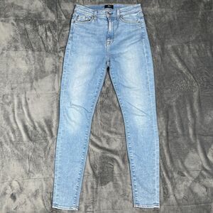 7 For All Mankind High Waist Skinny Jeans Womens Size 27 Light Wash Casual Pants
